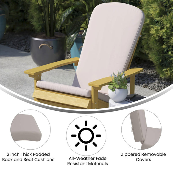 English Elm Charlestown Set of 2 All-Weather High Back Cushions for Adirondack Chairs - Stylish Comfort Upgrade Cream JJ-CSN14501-CREAM-2-GG