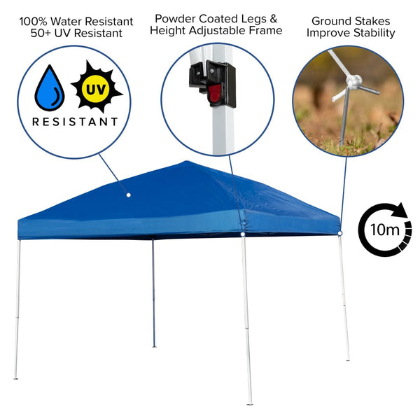 English Elm Knox Pop Up Event Canopy Tent with Carry Bag, Folding Table & Benches for Effortless Outdoor Gatherings Blue 10' x 10' JJ-GZ10103-BL-GG