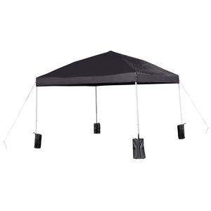 English Elm Harris Pop-Up Canopy Tent: Durable Weather-Resistant Shelter with Sandbags & Wheeled Carry Case Black 10' x 10' JJ-GZ1010PKG-BK-GG