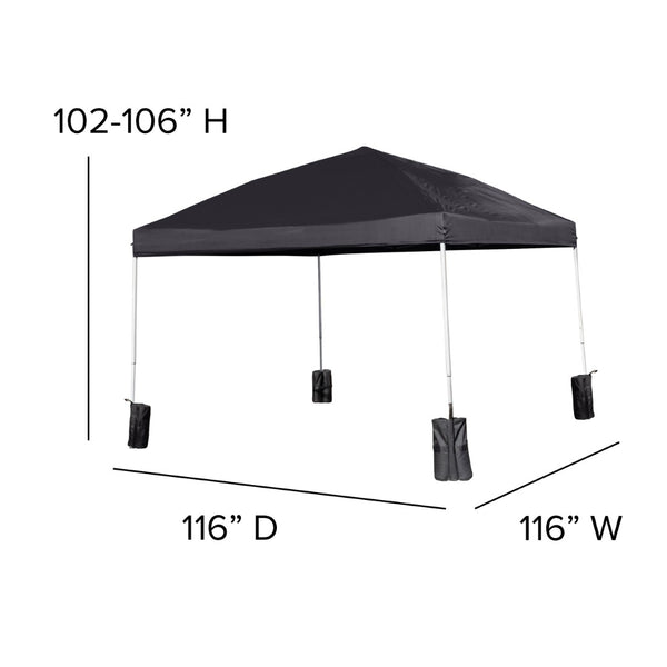 English Elm Harris Pop-Up Canopy Tent: Durable Weather-Resistant Shelter with Sandbags & Wheeled Carry Case Black 10' x 10' JJ-GZ1010PKG-BK-GG