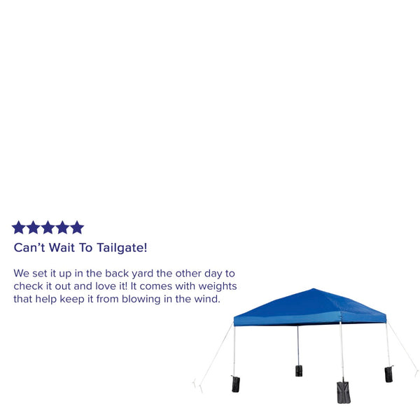 English Elm Harris Pop-Up Canopy Tent: Durable Weather-Resistant Shelter with Sandbags & Wheeled Carry Case Blue 10' x 10' JJ-GZ1010PKG-BL-GG