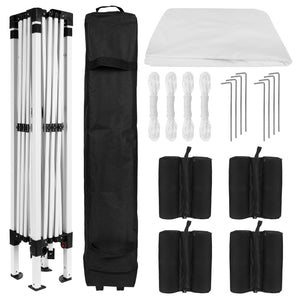 English Elm Harris Pop-Up Canopy Tent: Durable Weather-Resistant Shelter with Sandbags & Wheeled Carry Case White 10' x 10' JJ-GZ1010PKG-WH-GG