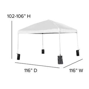 English Elm Harris Pop-Up Canopy Tent with Folding Table & Benches - Portable Outdoor Event Shelter Set White 10' x 10' JJ-GZ10PKG103-WH-GG