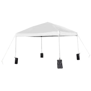 English Elm Harris Pop-Up Canopy Tent with Folding Table & Benches - Portable Outdoor Event Shelter Set White 10' x 10' JJ-GZ10PKG103-WH-GG