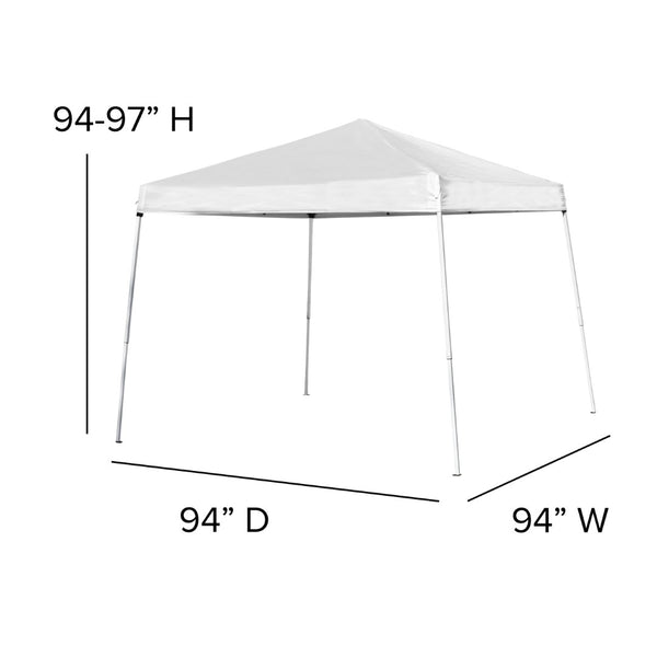 English Elm Kramer Pop Up Event Canopy Tent Set with Carry Bag, Folding Table & Benches for Outdoor Fun White 8' x 8' JJ-GZ88103-WH-GG