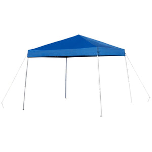 English Elm Otis Portable Tailgate/Event Tent Set - All-in-One Canopy, Bi-Fold Table & Comfortable Folding Chairs Blue 8' x 8' JJ-GZ88183Z-4LEL3-BLWH-GG