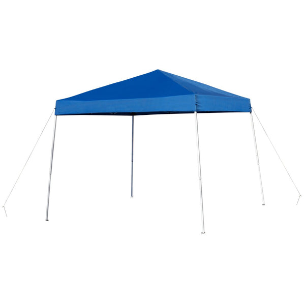 English Elm Otis Portable Tailgate/Event Tent Set - All-in-One Canopy, Bi-Fold Table & Comfortable Folding Chairs Blue 8' x 8' JJ-GZ88183Z-4LEL3-BLWH-GG