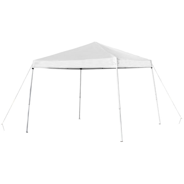 English Elm Otis Portable Tailgate/Event Tent Set - All-in-One Canopy, Bi-Fold Table & Comfortable Folding Chairs White 8' x 8' JJ-GZ88183Z-4LEL3-WHWH-GG