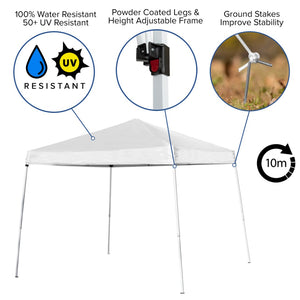 English Elm Otis Pop-Up Canopy Tent with Bi-Fold Folding Table Set – Perfect for Tailgates, Markets & Events White 8' x 8' JJ-GZ88183Z-WH-GG