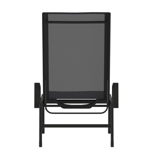 English Elm Brazos Adjustable Chaise Lounge Chair - Durable, Weather-Resistant Recliner with Five Positions Black/Black JJ-LC323-BLK-BLK-GG