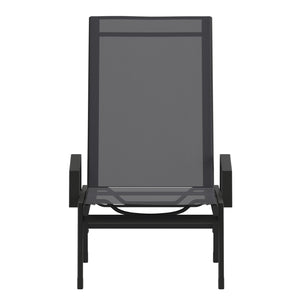 English Elm Brazos Adjustable Chaise Lounge Chair - Durable, Weather-Resistant Recliner with Five Positions Black/Black JJ-LC323-BLK-BLK-GG