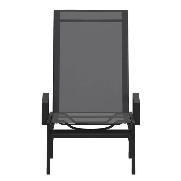 English Elm Brazos Adjustable Chaise Lounge Chair - Durable, Weather-Resistant Recliner with Five Positions Black/Black JJ-LC323-BLK-BLK-GG