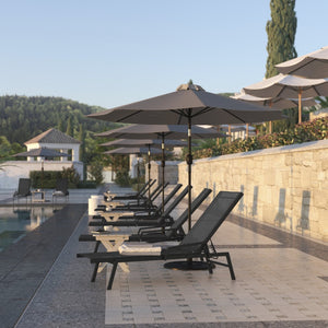 English Elm Brazos Adjustable Chaise Lounge Chair - Durable, Weather-Resistant Recliner with Five Positions Black/Black JJ-LC323-BLK-BLK-GG