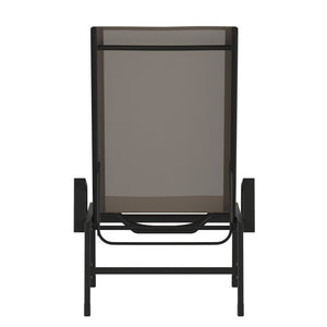 English Elm Brazos Adjustable Chaise Lounge Chair - Durable, Weather-Resistant Recliner with Five Positions Brown JJ-LC323-BLK-BR-GG