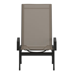 English Elm Brazos Adjustable Chaise Lounge Chair - Durable, Weather-Resistant Recliner with Five Positions Brown JJ-LC323-BLK-BR-GG