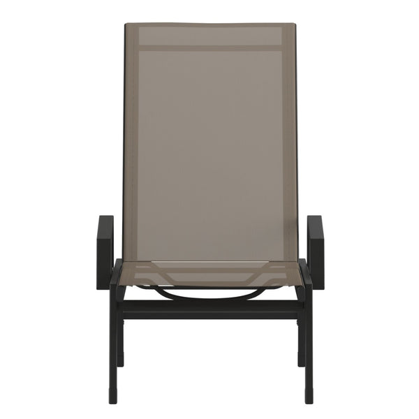 English Elm Brazos Adjustable Chaise Lounge Chair - Durable, Weather-Resistant Recliner with Five Positions Brown JJ-LC323-BLK-BR-GG