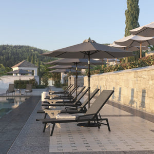 English Elm Brazos Adjustable Chaise Lounge Chair - Durable, Weather-Resistant Recliner with Five Positions Brown JJ-LC323-BLK-BR-GG