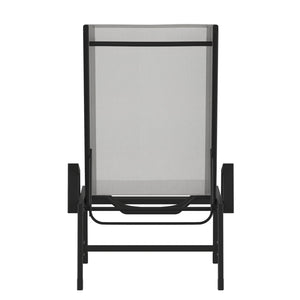 English Elm Brazos Adjustable Chaise Lounge Chair - Durable, Weather-Resistant Recliner with Five Positions Gray JJ-LC323-BLK-GRY-GG