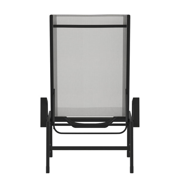 English Elm Brazos Adjustable Chaise Lounge Chair - Durable, Weather-Resistant Recliner with Five Positions Gray JJ-LC323-BLK-GRY-GG