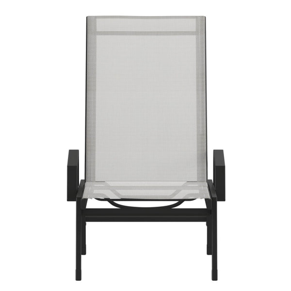 English Elm Brazos Adjustable Chaise Lounge Chair - Durable, Weather-Resistant Recliner with Five Positions Gray JJ-LC323-BLK-GRY-GG