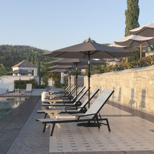 English Elm Brazos Adjustable Chaise Lounge Chair - Durable, Weather-Resistant Recliner with Five Positions Gray JJ-LC323-BLK-GRY-GG