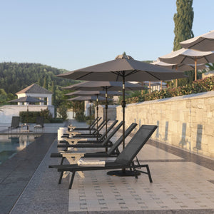 English Elm Brazos Adjustable Chaise Lounge Chair - Five-Position Outdoor Recliner for Comfort and Portability Black JJ-LC326-BLK-BLK-GG