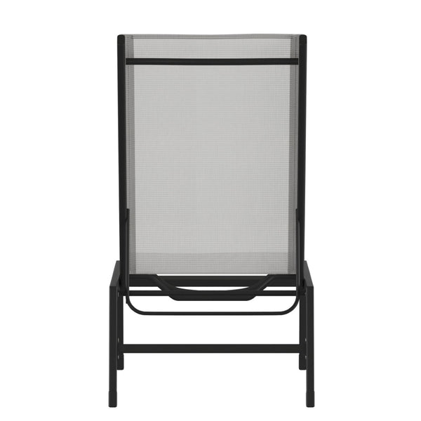 English Elm Brazos Adjustable Chaise Lounge Chair - Five-Position Outdoor Recliner for Comfort and Portability Gray JJ-LC326-BLK-GRY-GG