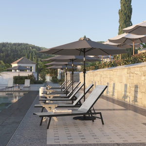 English Elm Brazos Adjustable Chaise Lounge Chair - Five-Position Outdoor Recliner for Comfort and Portability Gray JJ-LC326-BLK-GRY-GG