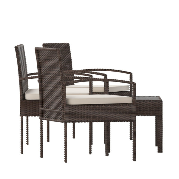 English Elm Aransas 4-Piece Patio Set with Durable Steel Frame and Stylish Weather-Resistant Cushions for Comfort Beige Cushions/Brown Frame JJ-S312-BNBG-GG