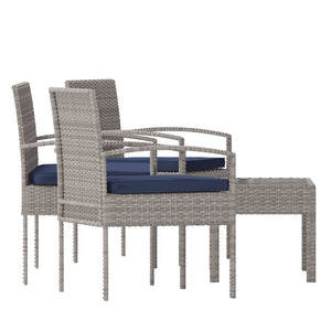 English Elm Aransas 4-Piece Patio Set with Durable Steel Frame and Stylish Weather-Resistant Cushions for Comfort Navy Cushions/Light Gray Frame JJ-S312-GYNV-GG