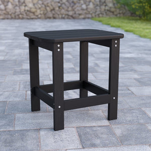 English Elm Charlestown All-Weather Poly Resin Side Table - Durable Adirondack Design for Indoor & Outdoor Use Black JJ-T14001-BLK-GG