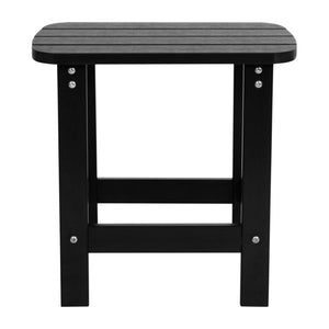 English Elm Charlestown All-Weather Poly Resin Side Table - Durable Adirondack Design for Indoor & Outdoor Use Black JJ-T14001-BLK-GG