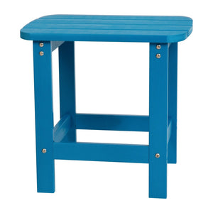 English Elm Charlestown All-Weather Poly Resin Side Table - Durable Adirondack Design for Indoor & Outdoor Use Blue JJ-T14001-BLU-GG