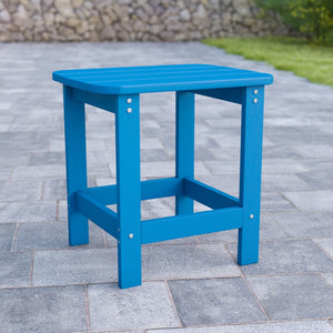 English Elm Charlestown All-Weather Poly Resin Side Table - Durable Adirondack Design for Indoor & Outdoor Use Blue JJ-T14001-BLU-GG