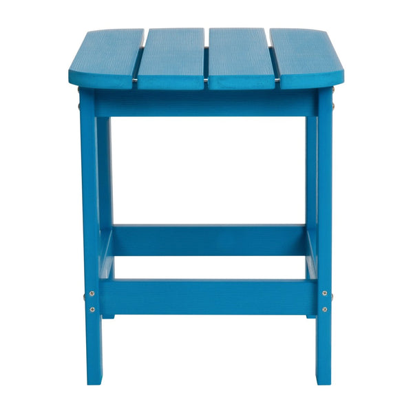 English Elm Charlestown All-Weather Poly Resin Side Table - Durable Adirondack Design for Indoor & Outdoor Use Blue JJ-T14001-BLU-GG
