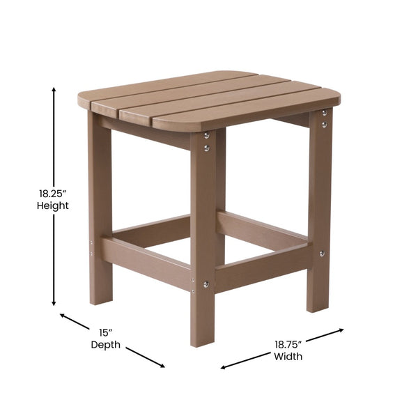English Elm Charlestown All-Weather Poly Resin Side Table - Durable Adirondack Design for Indoor & Outdoor Use Natural Cedar JJ-T14001-BR-GG