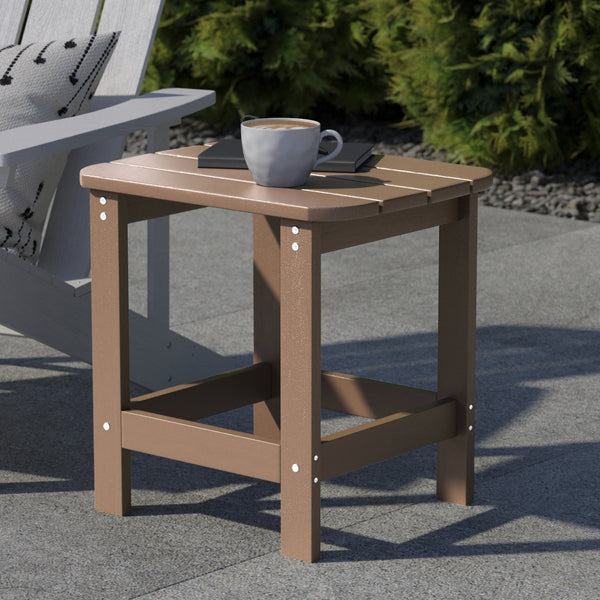 English Elm Charlestown All-Weather Poly Resin Side Table - Durable Adirondack Design for Indoor & Outdoor Use Natural Cedar JJ-T14001-BR-GG