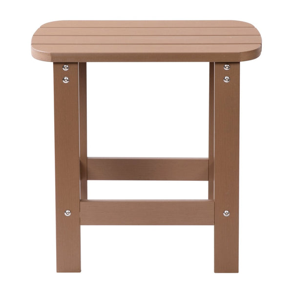 English Elm Charlestown All-Weather Poly Resin Side Table - Durable Adirondack Design for Indoor & Outdoor Use Natural Cedar JJ-T14001-BR-GG
