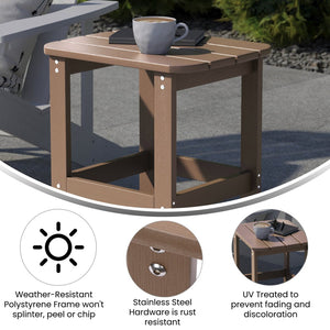 English Elm Charlestown All-Weather Poly Resin Side Table - Durable Adirondack Design for Indoor & Outdoor Use Natural Cedar JJ-T14001-BR-GG