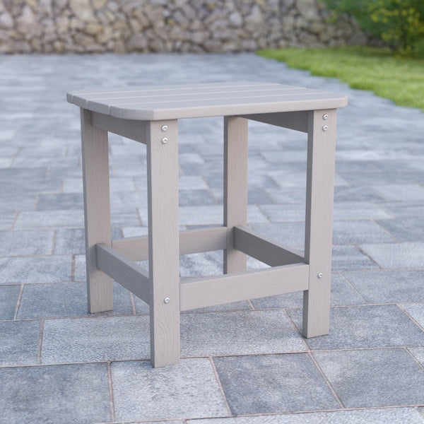 English Elm Charlestown All-Weather Poly Resin Side Table - Durable Adirondack Design for Indoor & Outdoor Use Gray JJ-T14001-GY-GG