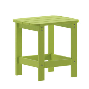 English Elm Charlestown All-Weather Poly Resin Side Table - Durable Adirondack Design for Indoor & Outdoor Use Lime JJ-T14001-LM-GG