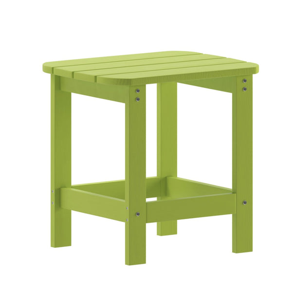 English Elm Charlestown All-Weather Poly Resin Side Table - Durable Adirondack Design for Indoor & Outdoor Use Lime JJ-T14001-LM-GG