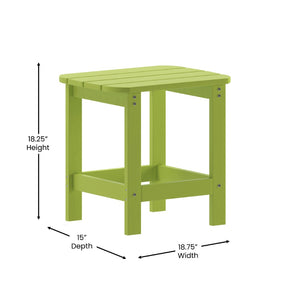 English Elm Charlestown All-Weather Poly Resin Side Table - Durable Adirondack Design for Indoor & Outdoor Use Lime JJ-T14001-LM-GG