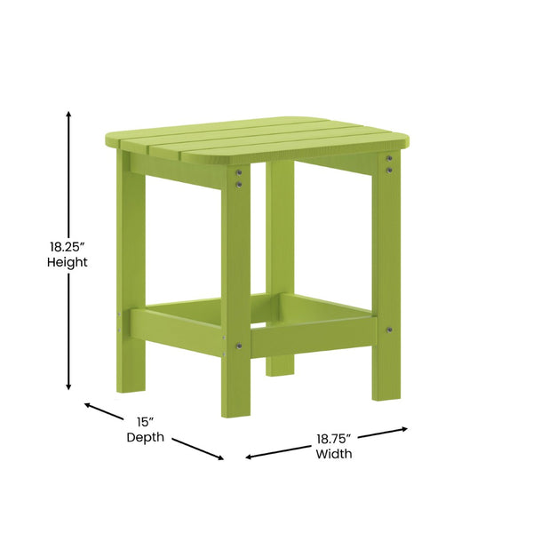 English Elm Charlestown All-Weather Poly Resin Side Table - Durable Adirondack Design for Indoor & Outdoor Use Lime JJ-T14001-LM-GG