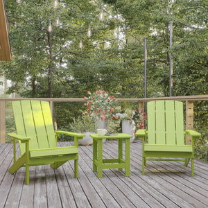 English Elm Charlestown All-Weather Poly Resin Side Table - Durable Adirondack Design for Indoor & Outdoor Use Lime JJ-T14001-LM-GG