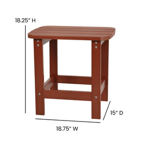 English Elm Charlestown All-Weather Poly Resin Side Table - Durable Adirondack Design for Indoor & Outdoor Use Red JJ-T14001-RED-GG