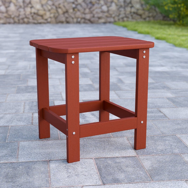 English Elm Charlestown All-Weather Poly Resin Side Table - Durable Adirondack Design for Indoor & Outdoor Use Red JJ-T14001-RED-GG