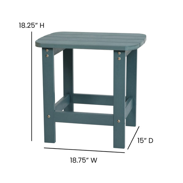 English Elm Charlestown All-Weather Poly Resin Side Table - Durable Adirondack Design for Indoor & Outdoor Use Sea Foam JJ-T14001-SFM-GG