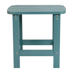 English Elm Charlestown All-Weather Poly Resin Side Table - Durable Adirondack Design for Indoor & Outdoor Use Teal JJ-T14001-TL-GG