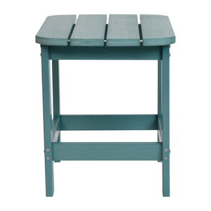 English Elm Charlestown All-Weather Poly Resin Side Table - Durable Adirondack Design for Indoor & Outdoor Use Teal JJ-T14001-TL-GG
